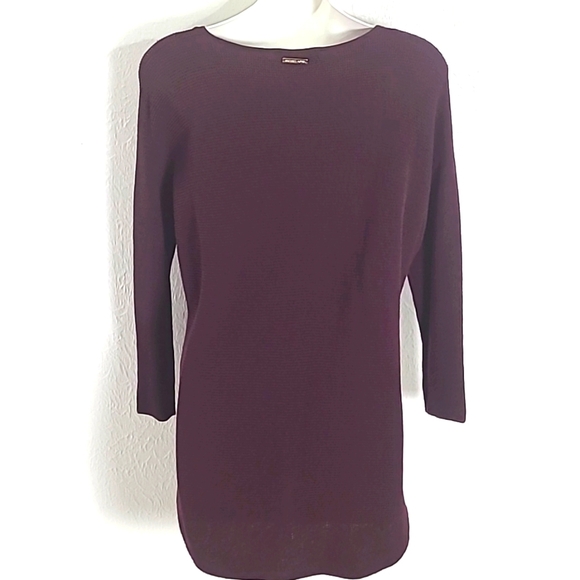 Michael Kors Burgundy Pullover Sweater with 4 Gold Buttons on Sides, Size Small - Picture 5 of 8